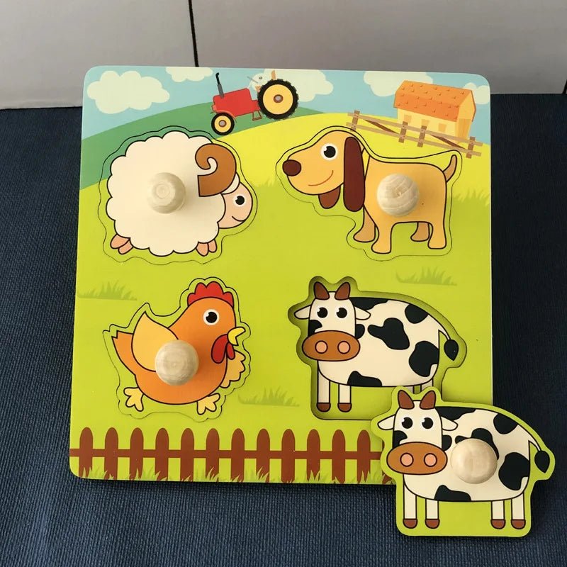 puzzle en bois Montessori pour bébé (Alphabet , Animaux , Fruits, locomotive ) - calindoux